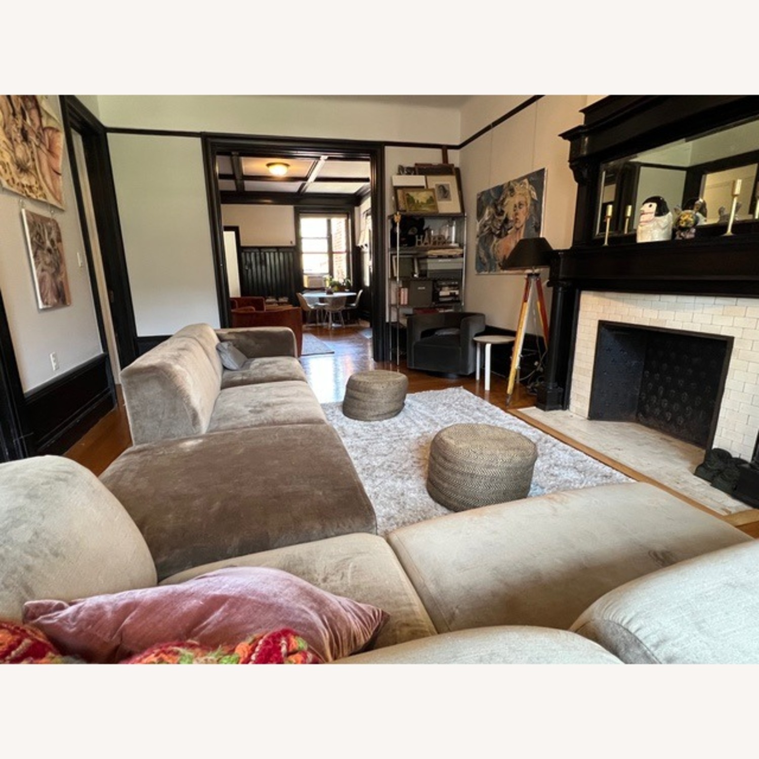 Interlude Home Cassis Sectional in Gray Velvet - image-1