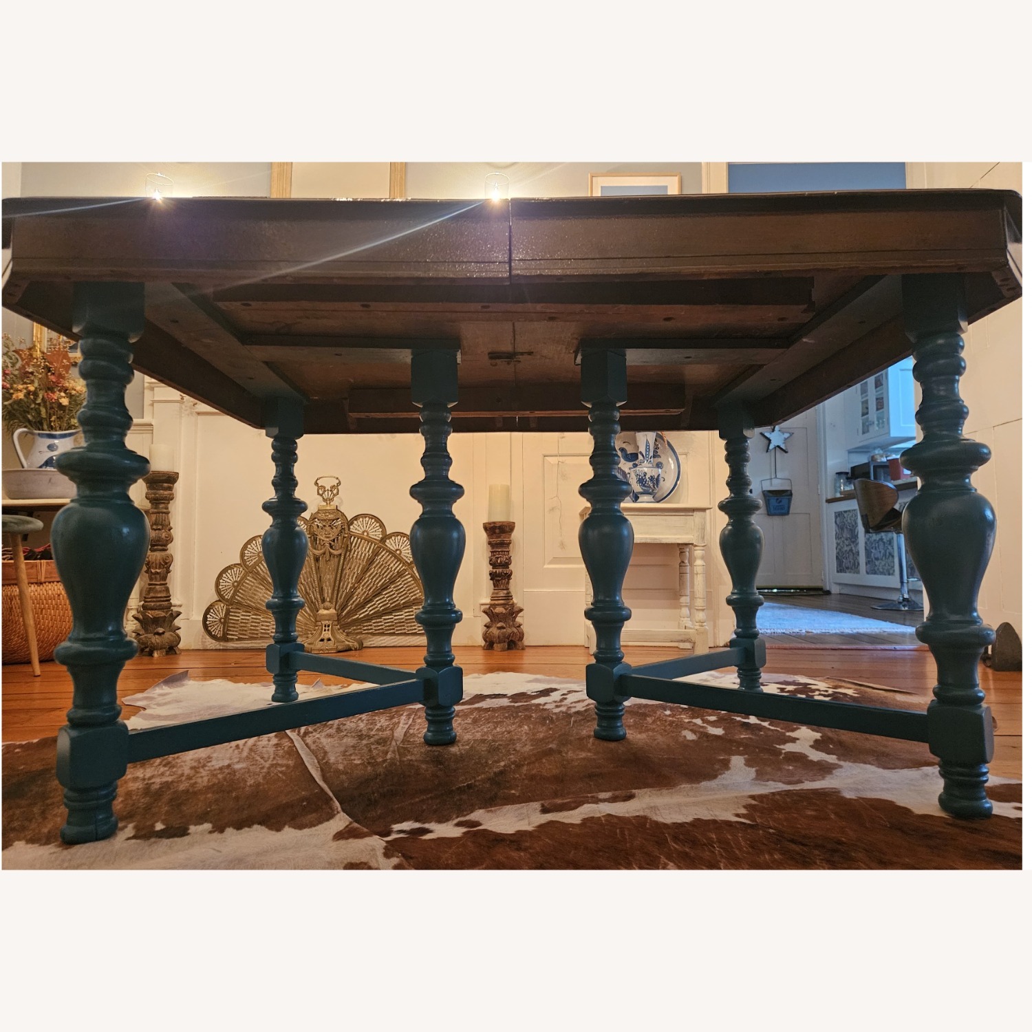 Refinished 1930's Solid Oak Dining Table  - image-3