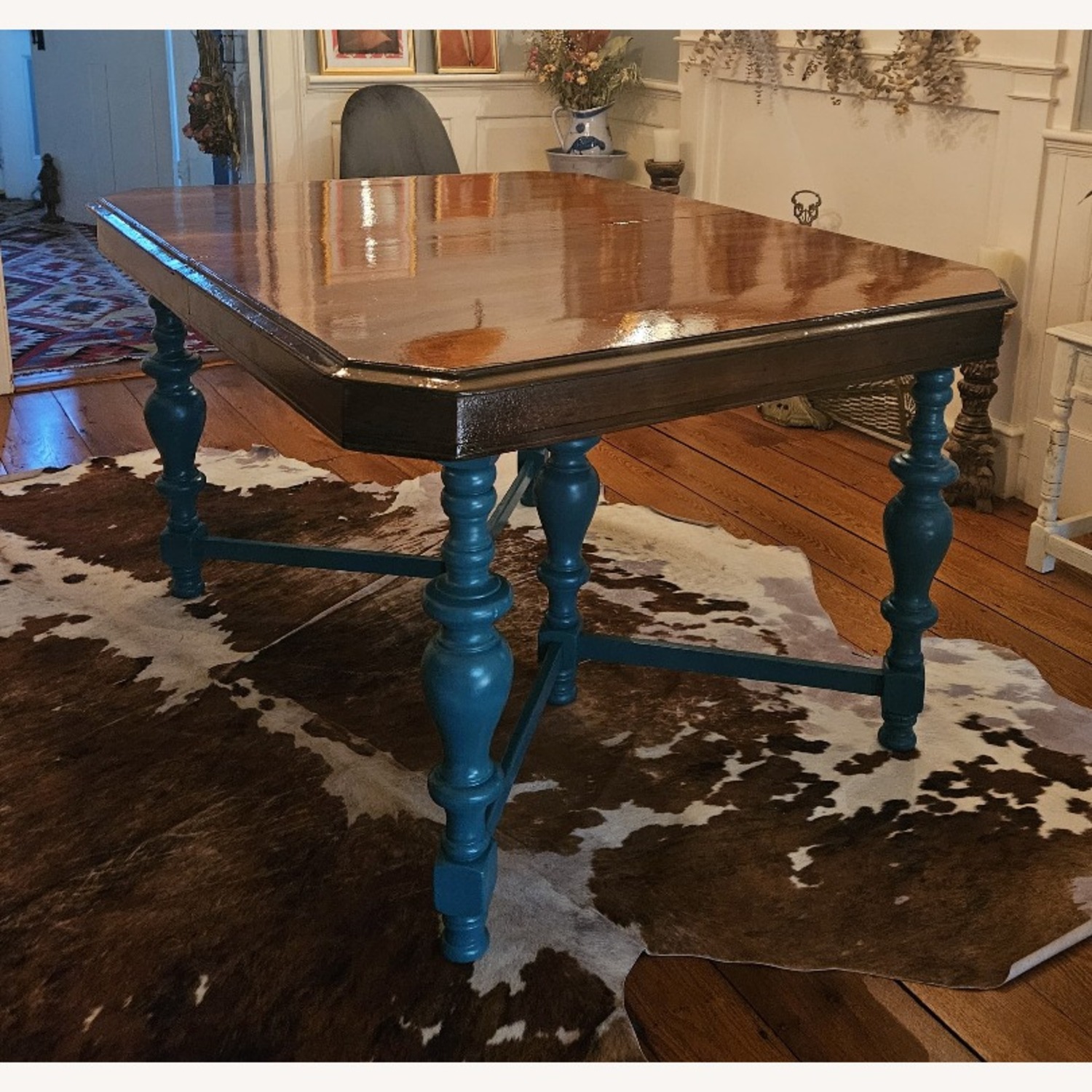 Refinished 1930's Solid Oak Dining Table  - image-1