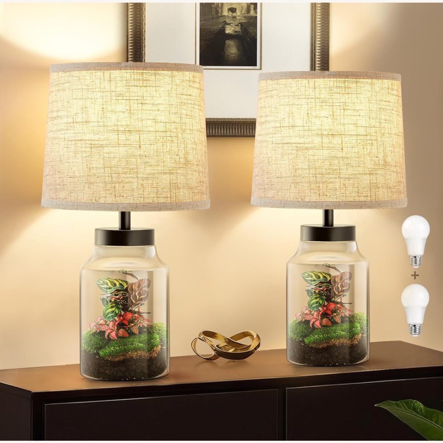 GyroVu Fillable Glass Bedside Lamps - image-1