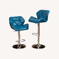 Teal Faux Leather Barstools (Set of 2)
