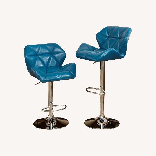 Used Teal Faux Leather Barstools (Set of 2) for sale on AptDeco