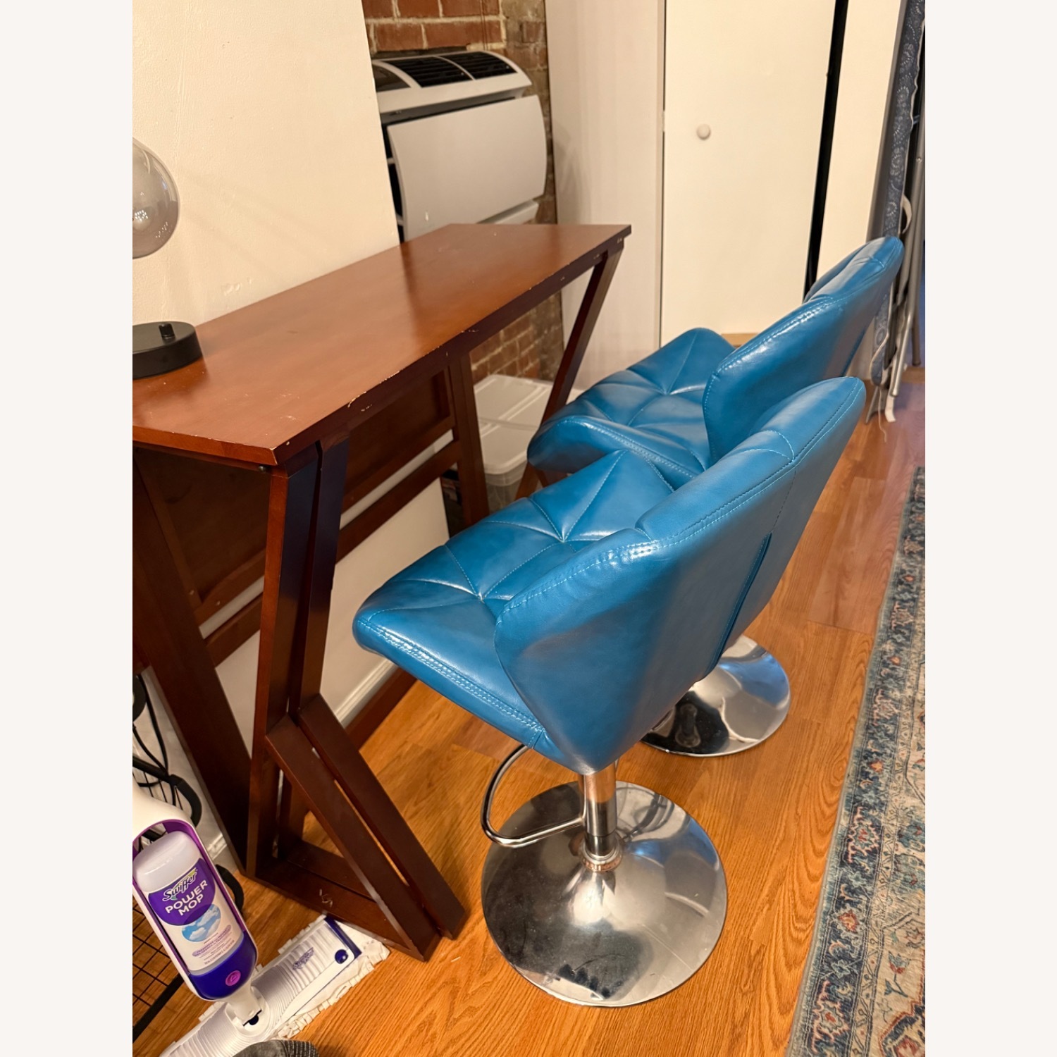 Teal Faux Leather Barstools (Set of 2) - image-2