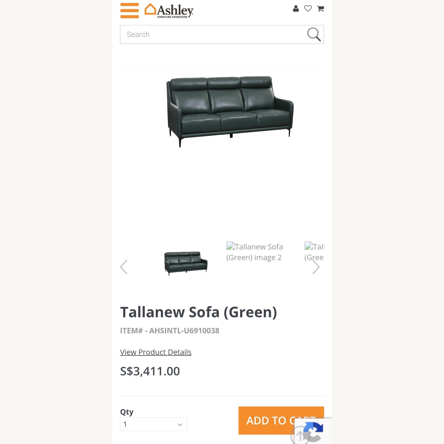 Tallanew Green Top Grade Leather Sofa  - image-1