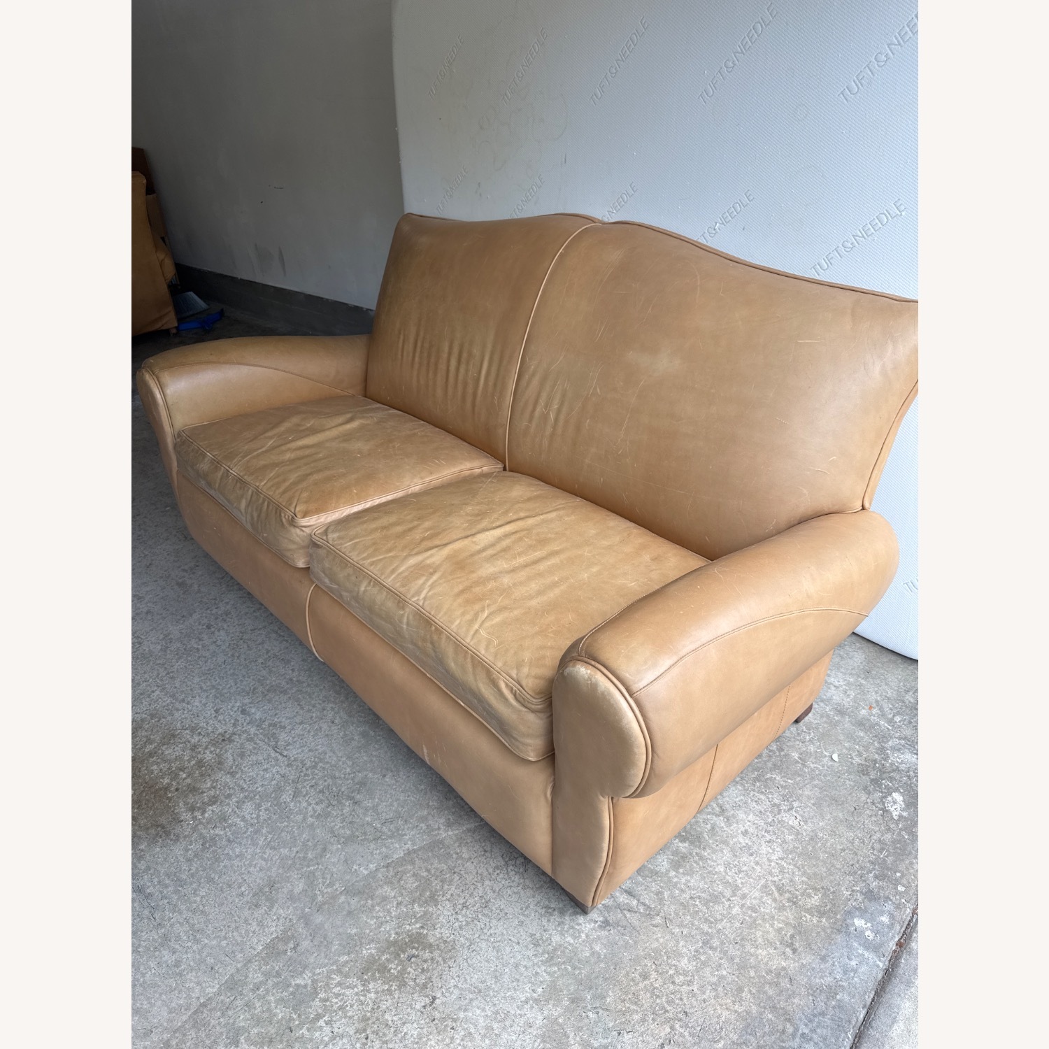 Restoration Hardware Sorensen Tan Leather Sofa - image-2