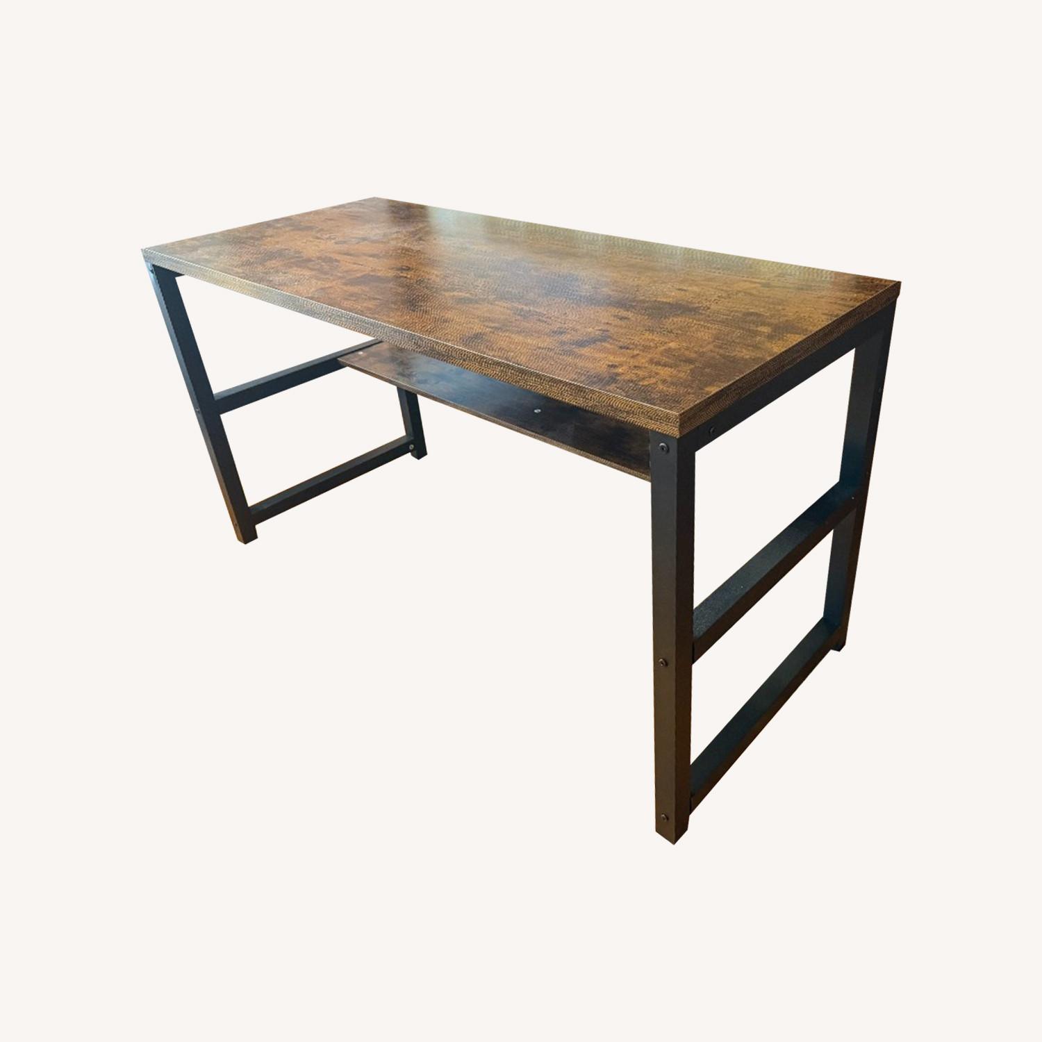 Computer Desk with Bookshelf (55", Rustic Brown) - image-0