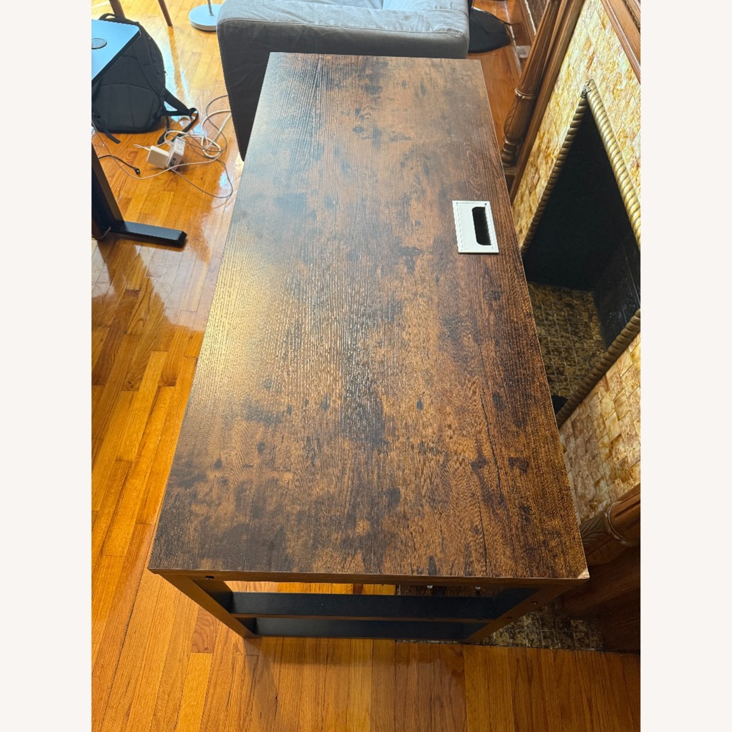 Computer Desk with Bookshelf (55", Rustic Brown) - image-2