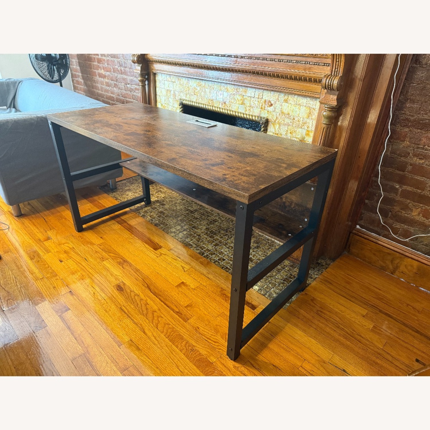 Computer Desk with Bookshelf (55", Rustic Brown) - image-1