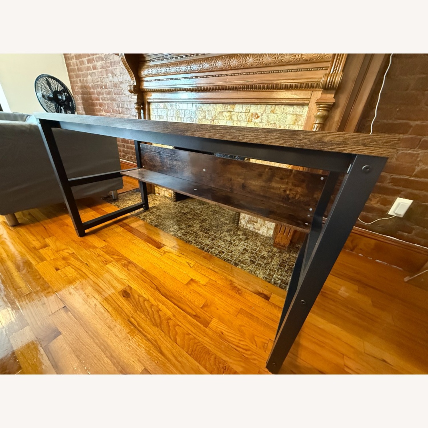 Computer Desk with Bookshelf (55", Rustic Brown) - image-3