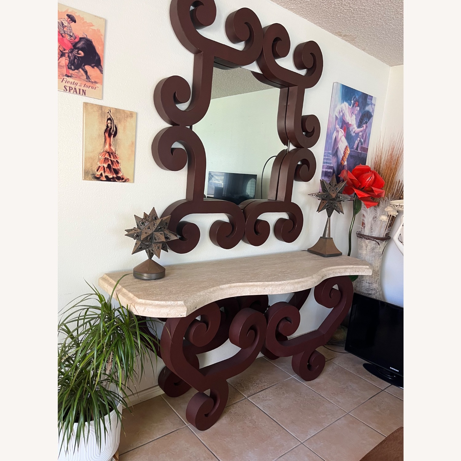Custom Mirror and Base With Marble Top - image-2