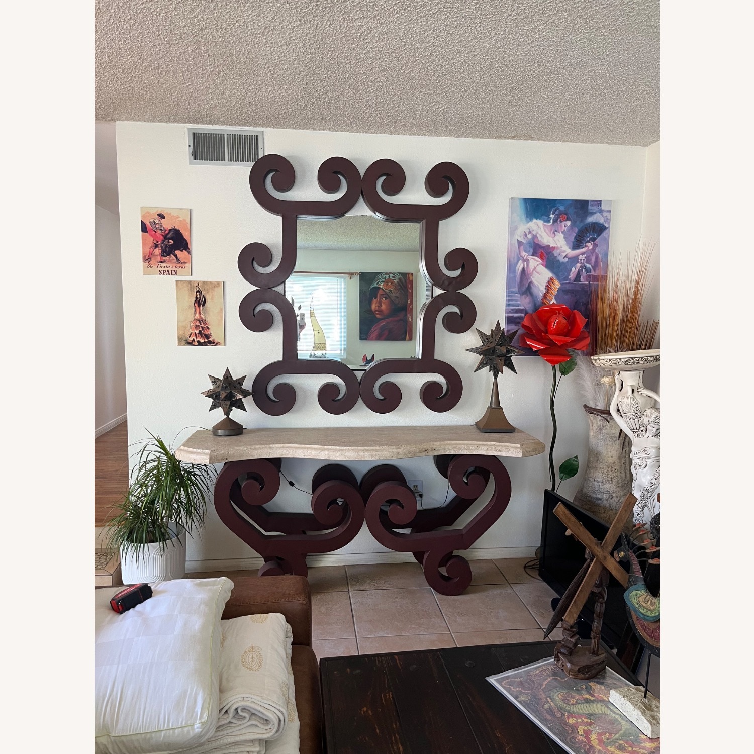 Custom Mirror and Base With Marble Top - image-1