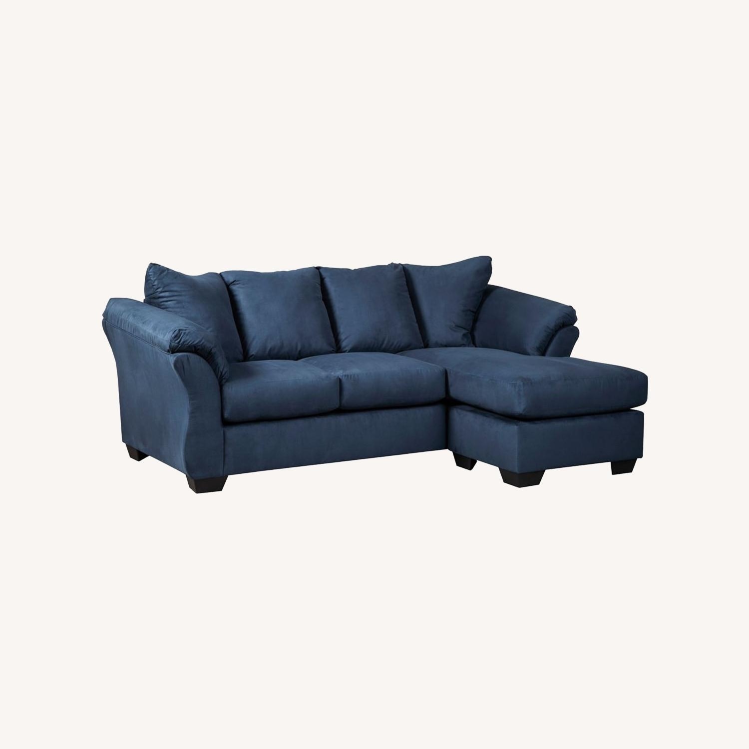 Whitman Blue Microsuede Couch - AptDeco