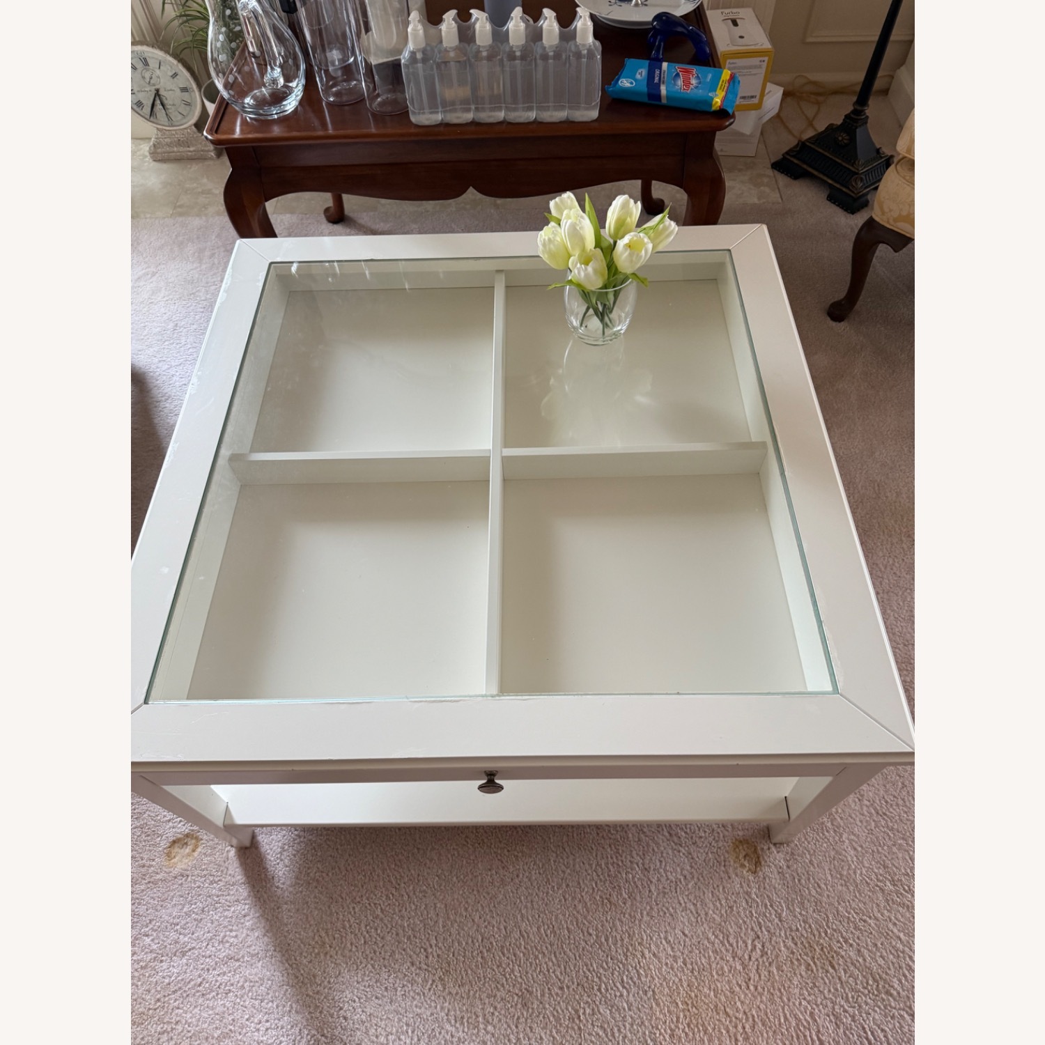 IKEA LIATORP Coffee Table with Glass Top & Storage - image-1