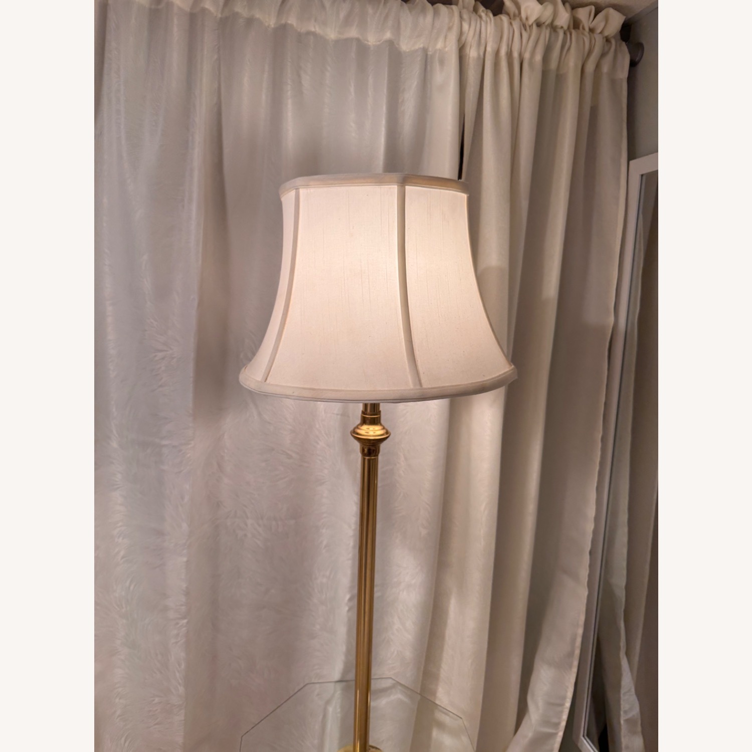 Vintage Brass Floor Lamp With Table - image-2