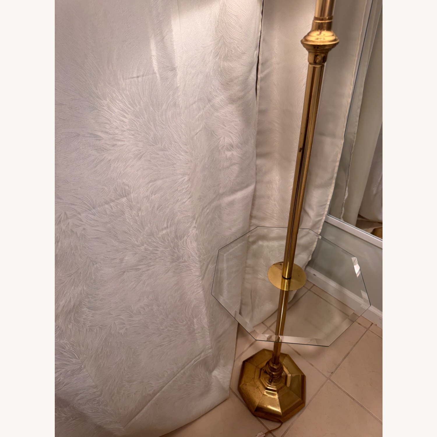 Vintage Brass Floor Lamp With Table - image-3