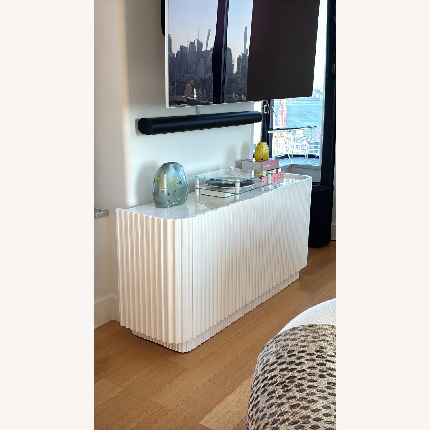 CB2 Truffle 59" White High Gloss Credenza - image-2