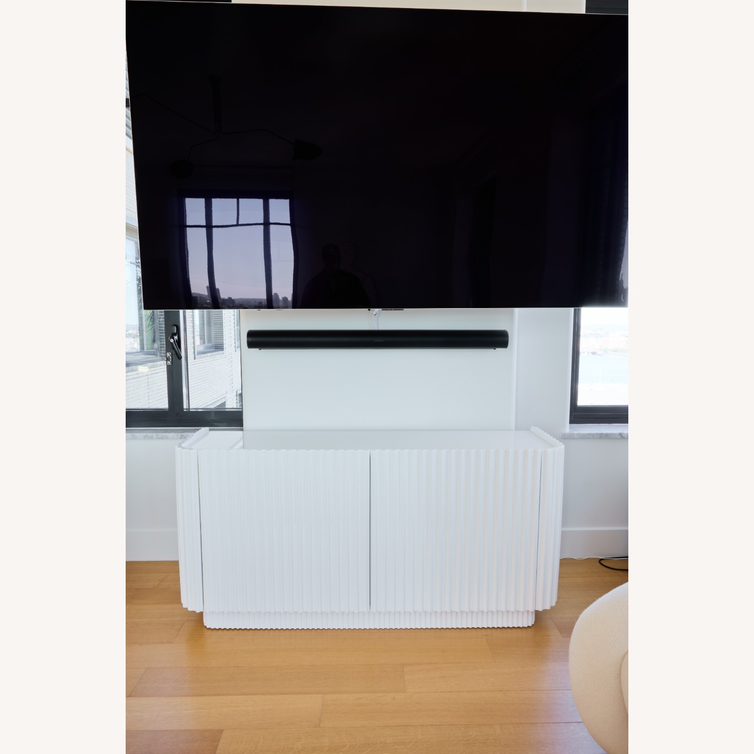 CB2 Truffle 59" White High Gloss Credenza - image-1