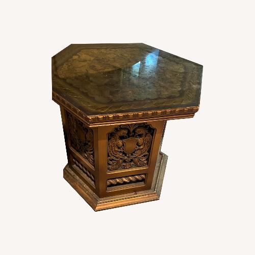 Used Vintage Hexagonal Glass/Gold Table for sale on AptDeco