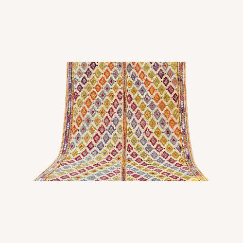 Used Vintage Turkish Geometric Cecim Rug in Jewel Tones for sale on AptDeco