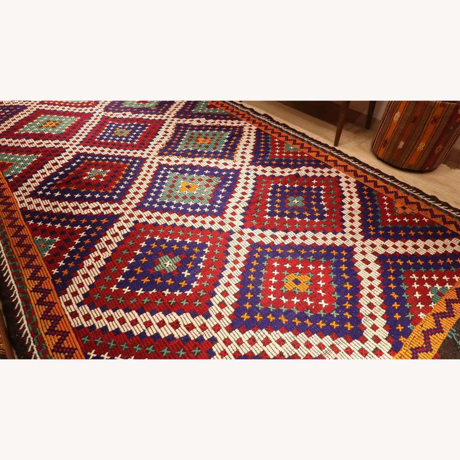 Eclectic Cecim Kilim in with Saffron Accents 1960s - image-3