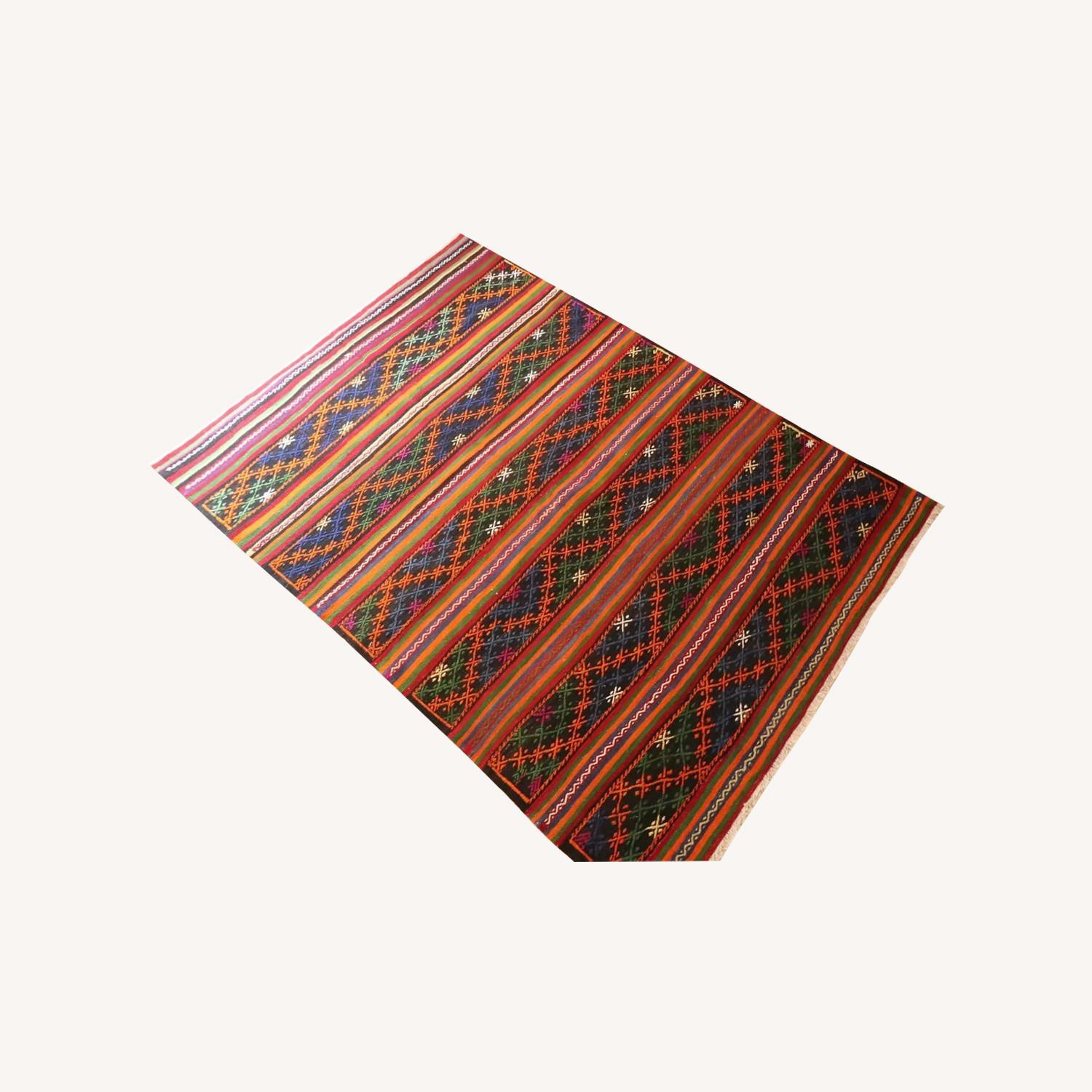 1950s Turkish Mid-Century Rustic Flat-Weave Rug - image-0