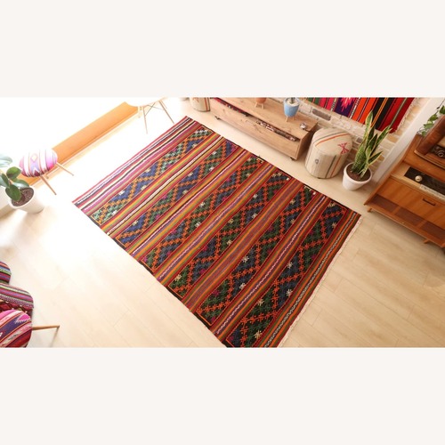 Used 1950s Turkish Mid-Century Rustic Flat-Weave Rug for sale on AptDeco
