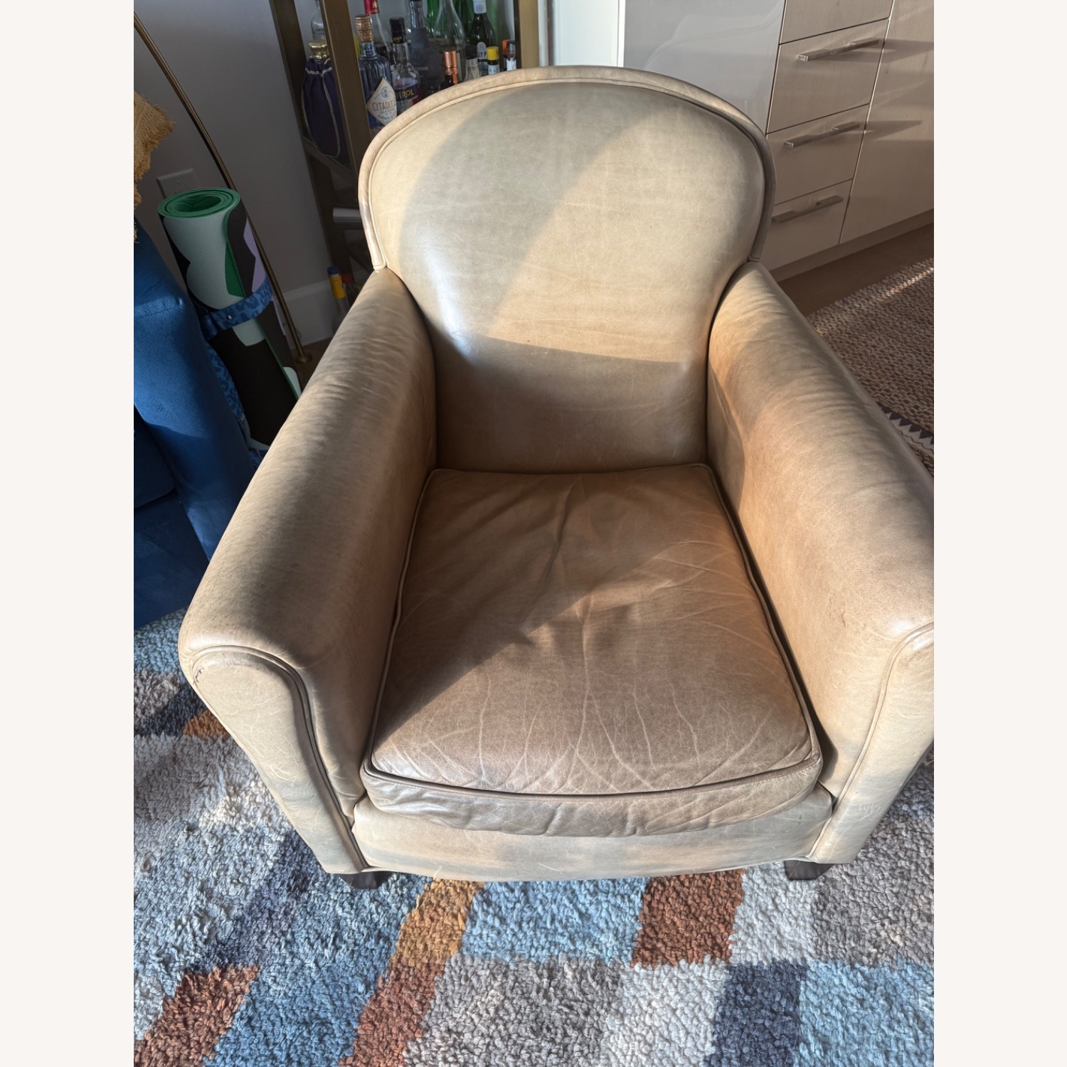 Crate & Barrel Eiffel Green Leather Chair - image-1