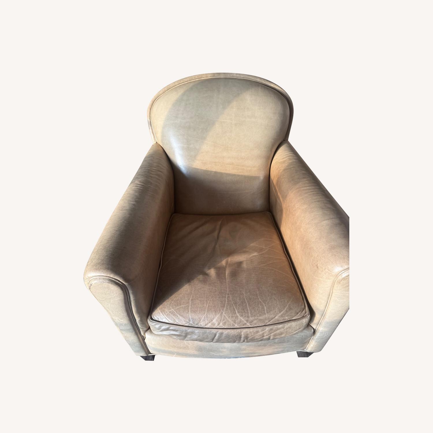 Crate & Barrel Eiffel Green Leather Chair - image-0