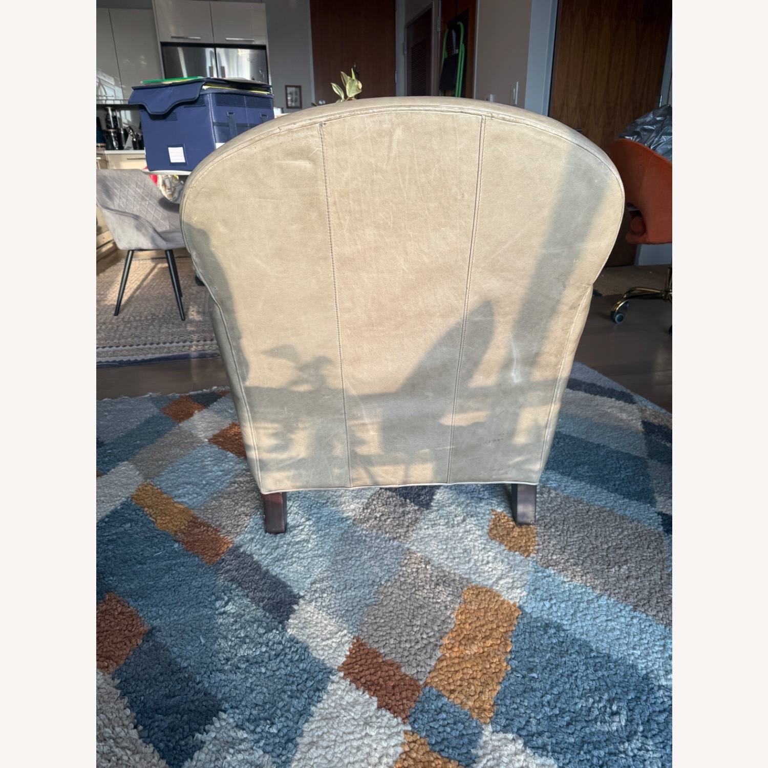 Crate & Barrel Eiffel Green Leather Chair - image-3