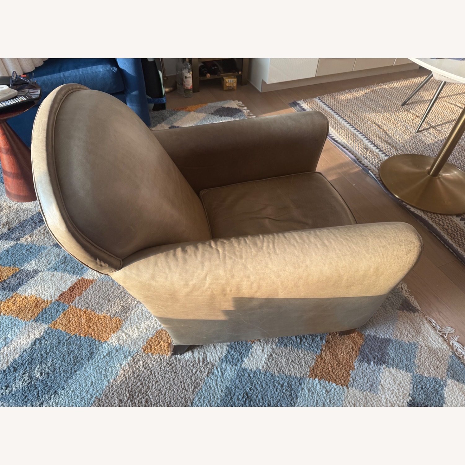 Crate & Barrel Eiffel Green Leather Chair - image-2