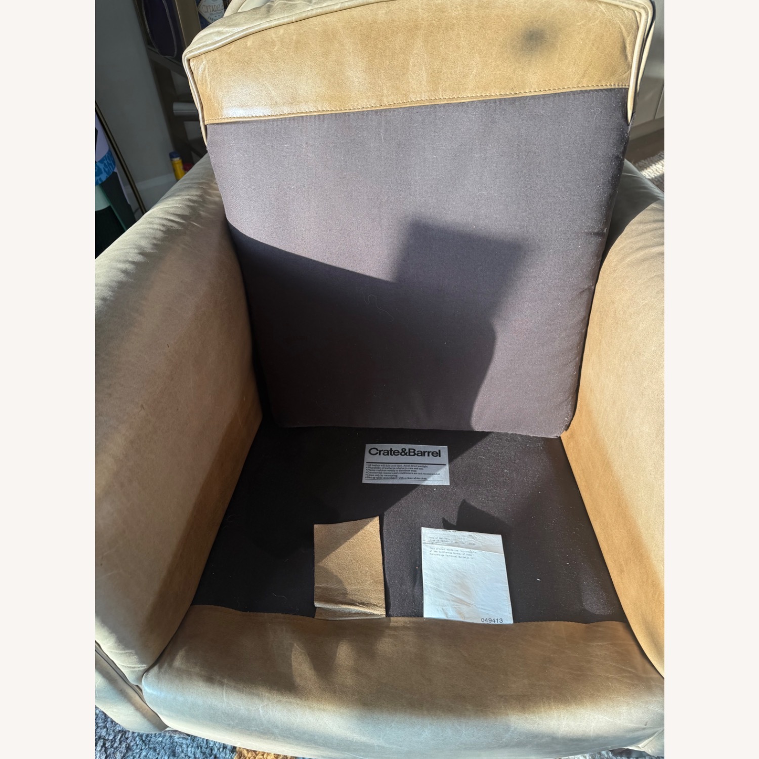 Crate & Barrel Eiffel Green Leather Chair - image-4