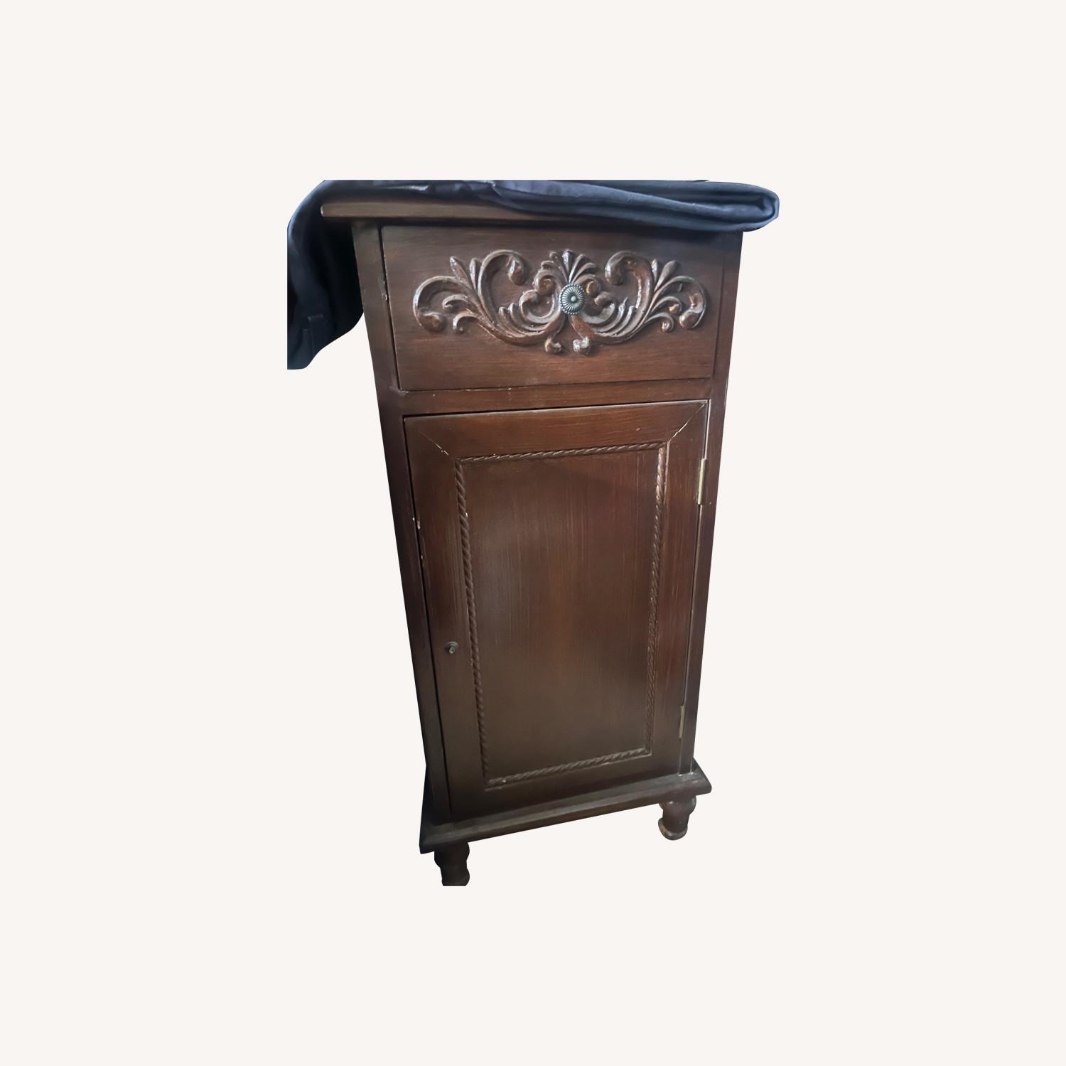 Dark Wood End Tables with Drawer and Storage - image-0