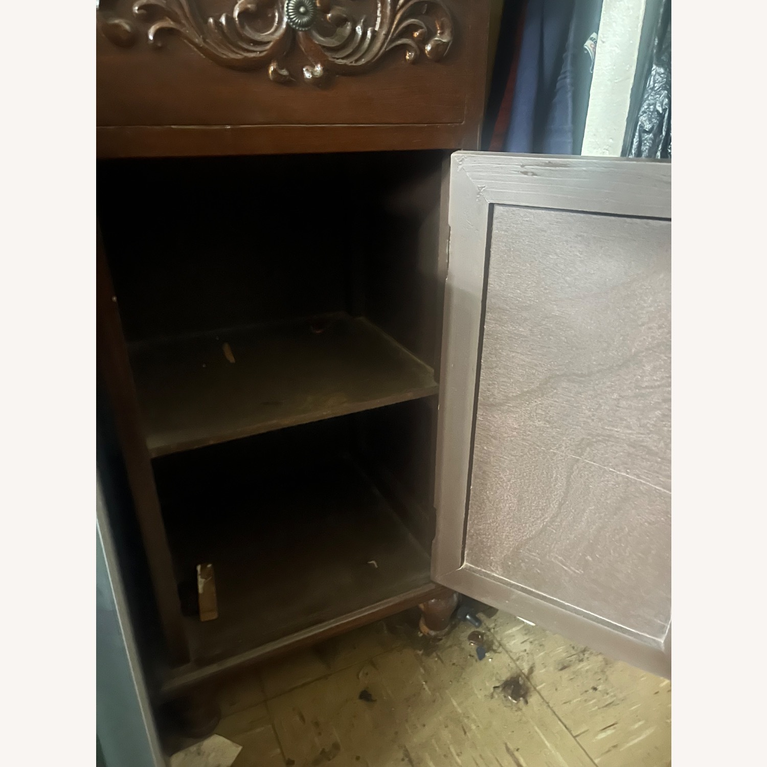 Dark Wood End Tables with Drawer and Storage - image-2