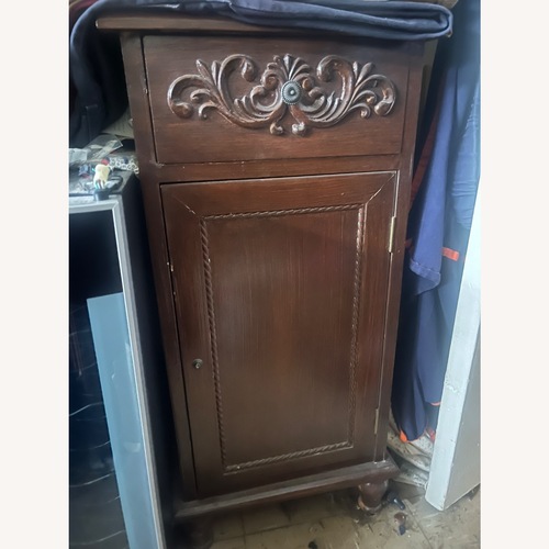 Used Dark Wood End Tables with Drawer and Storage  for sale on AptDeco