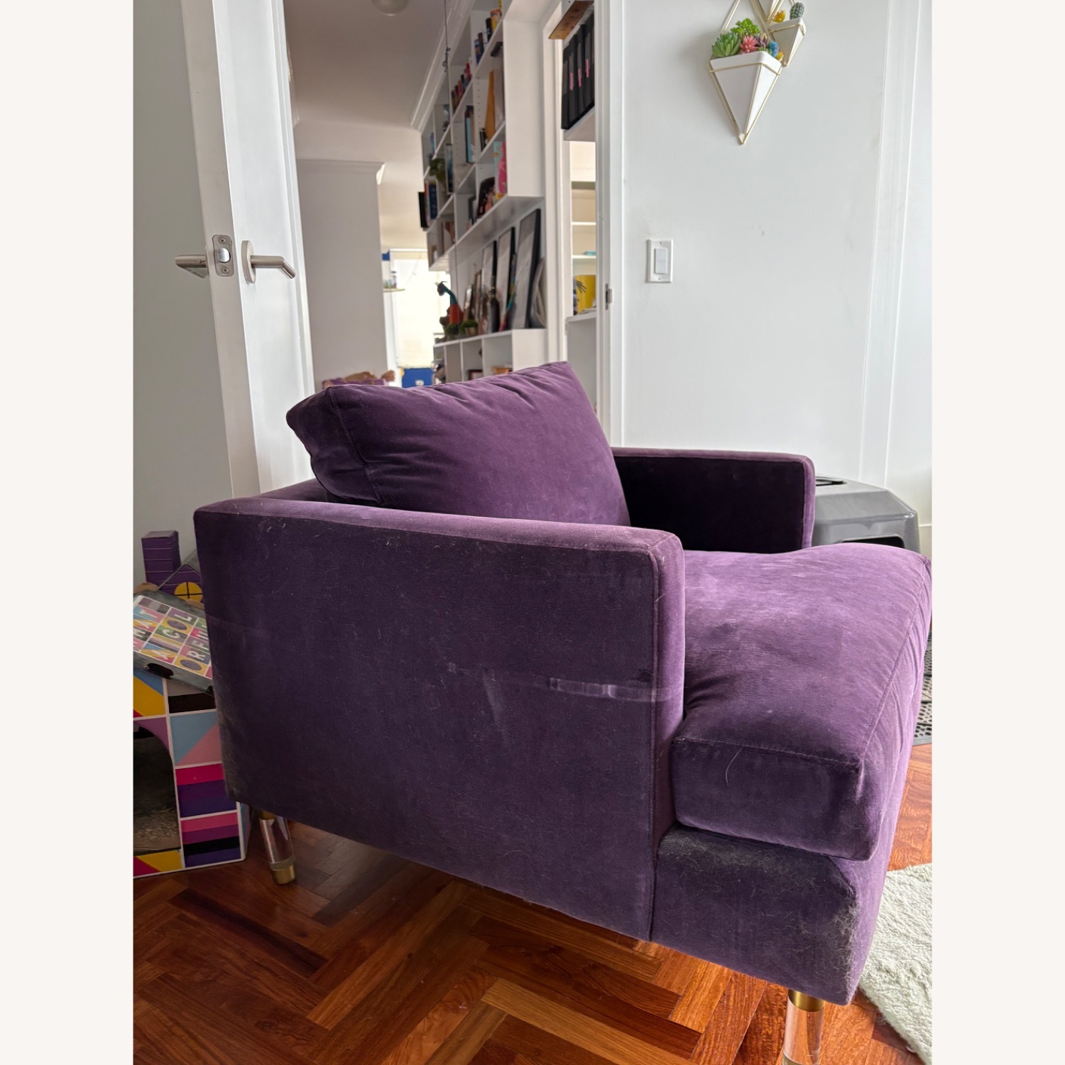 Anthropologie Bowen Purple Velvet Armchair - image-3