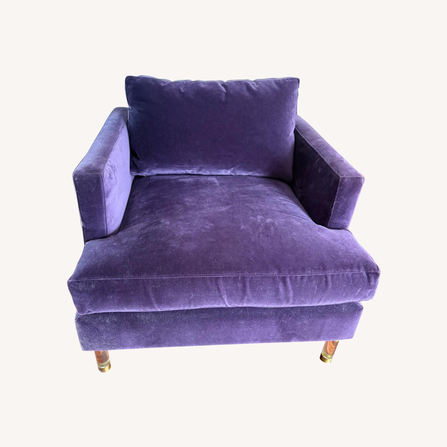 Anthropologie Bowen Purple Velvet Armchair - image-0