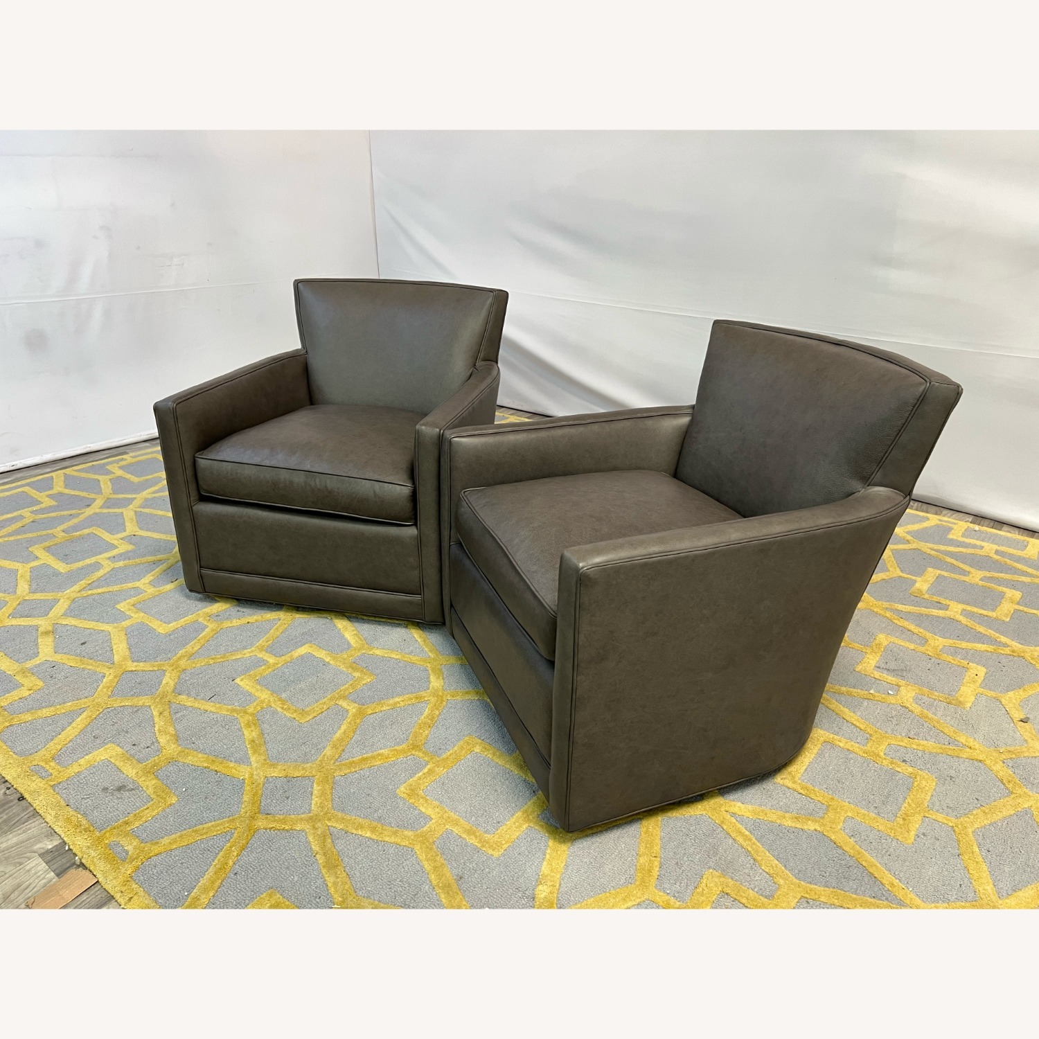 Arhaus Rudy Leather Swivel Chair Set - image-2