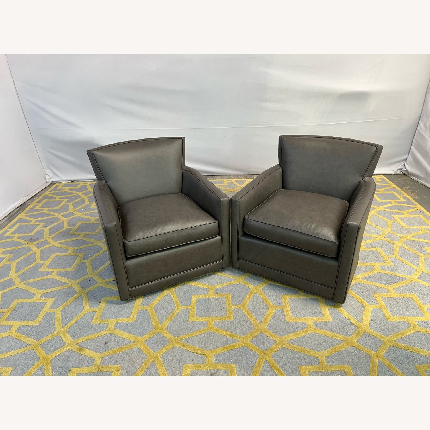 Arhaus Rudy Leather Swivel Chair Set - image-5