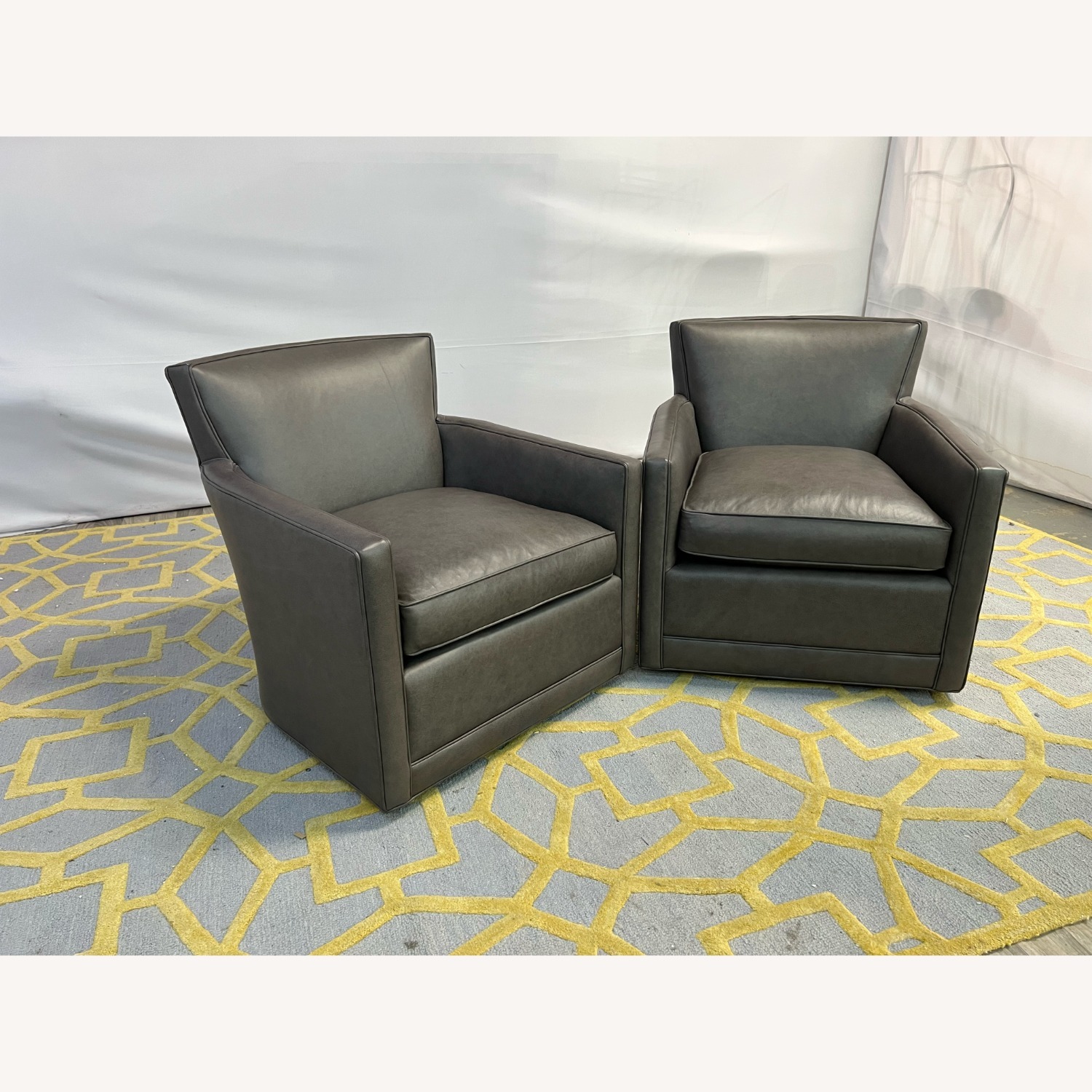 Arhaus Rudy Leather Swivel Chair Set - image-3