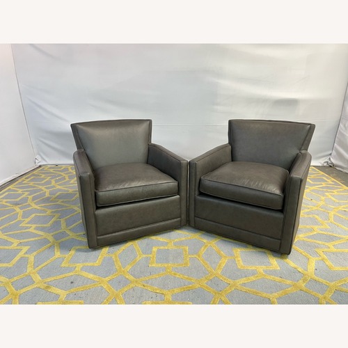 Used Arhaus Rudy Leather Swivel Chair Set for sale on AptDeco