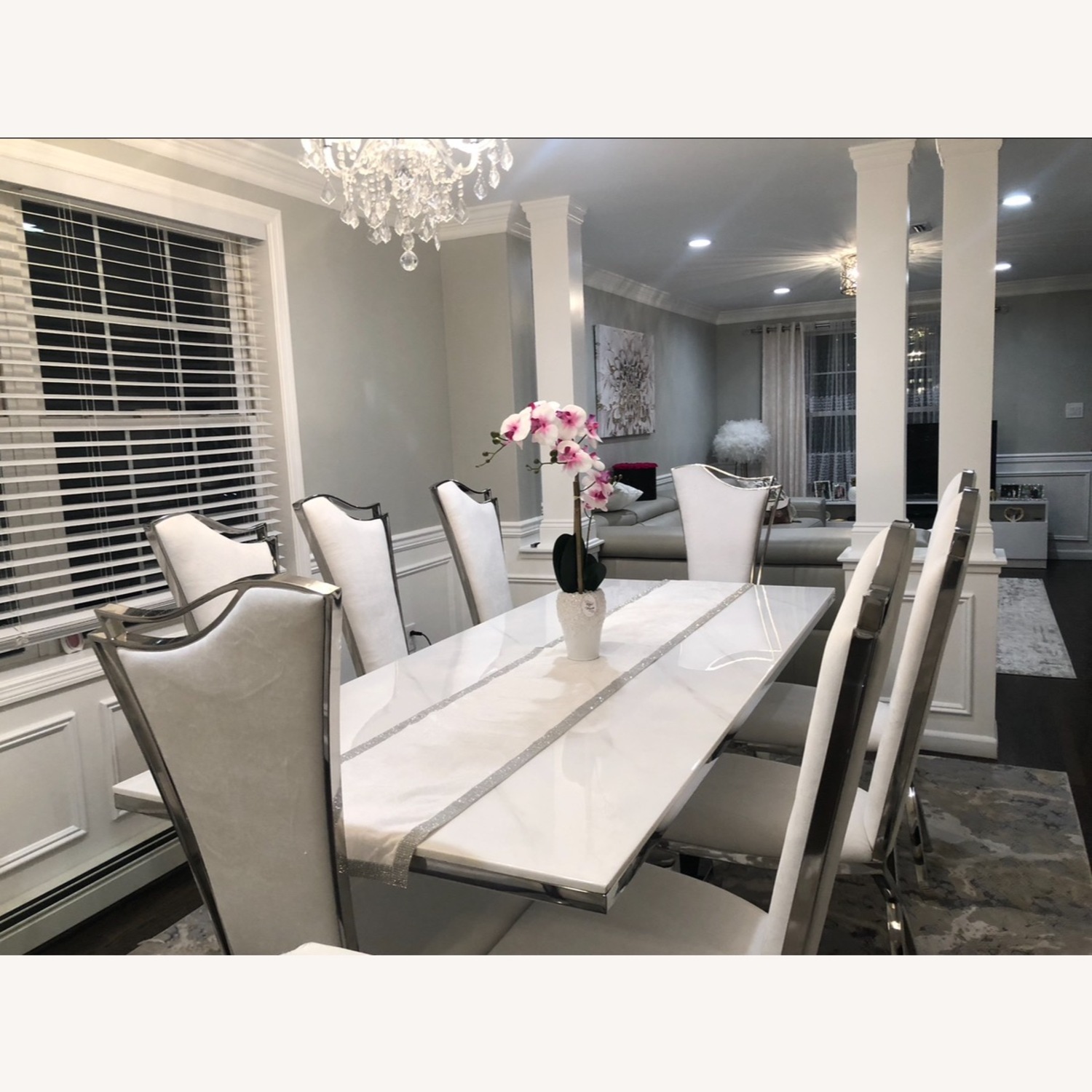 White Marble Dining Table - image-1