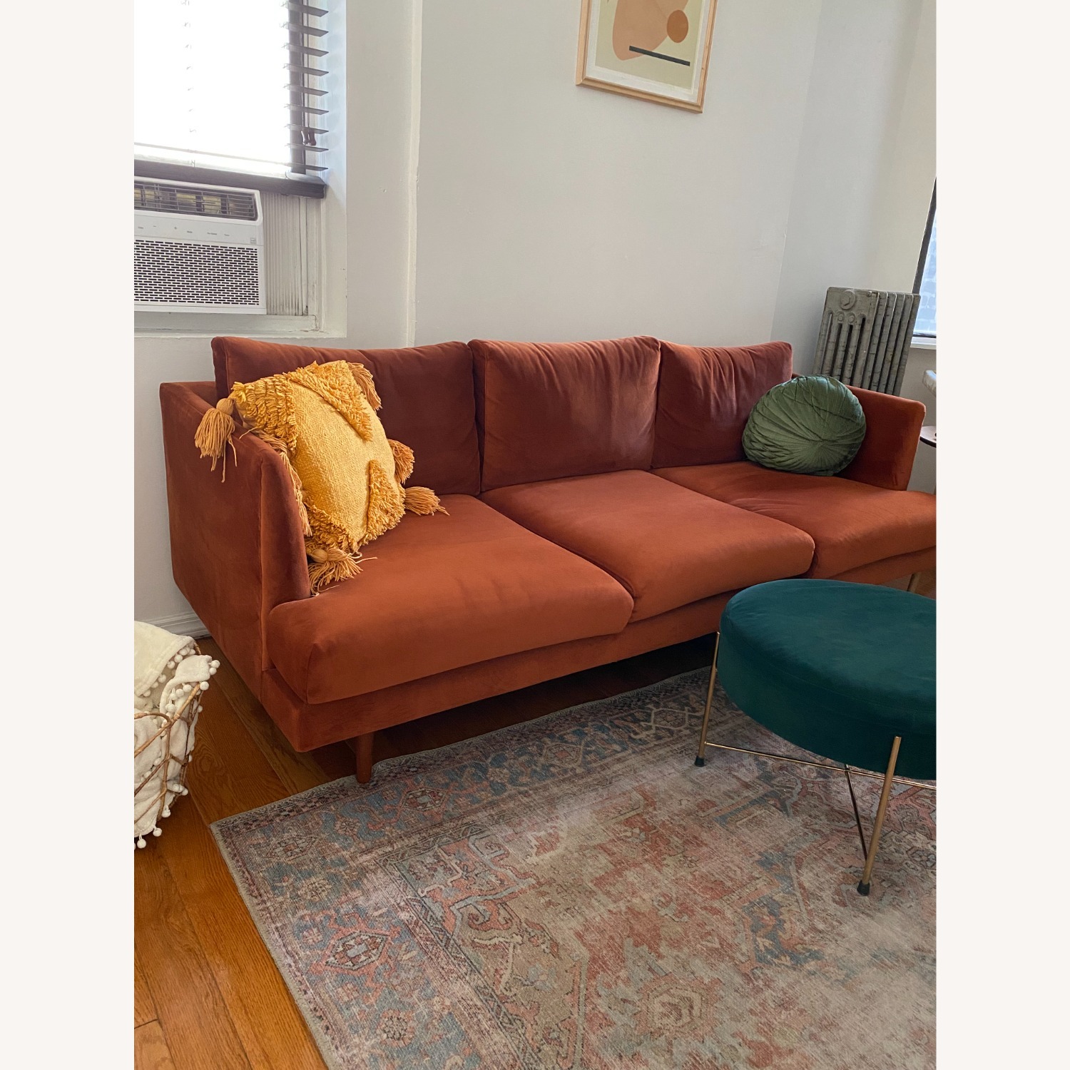 All Modern Norah 84" Velvet Recessed Arms Sofa - image-3