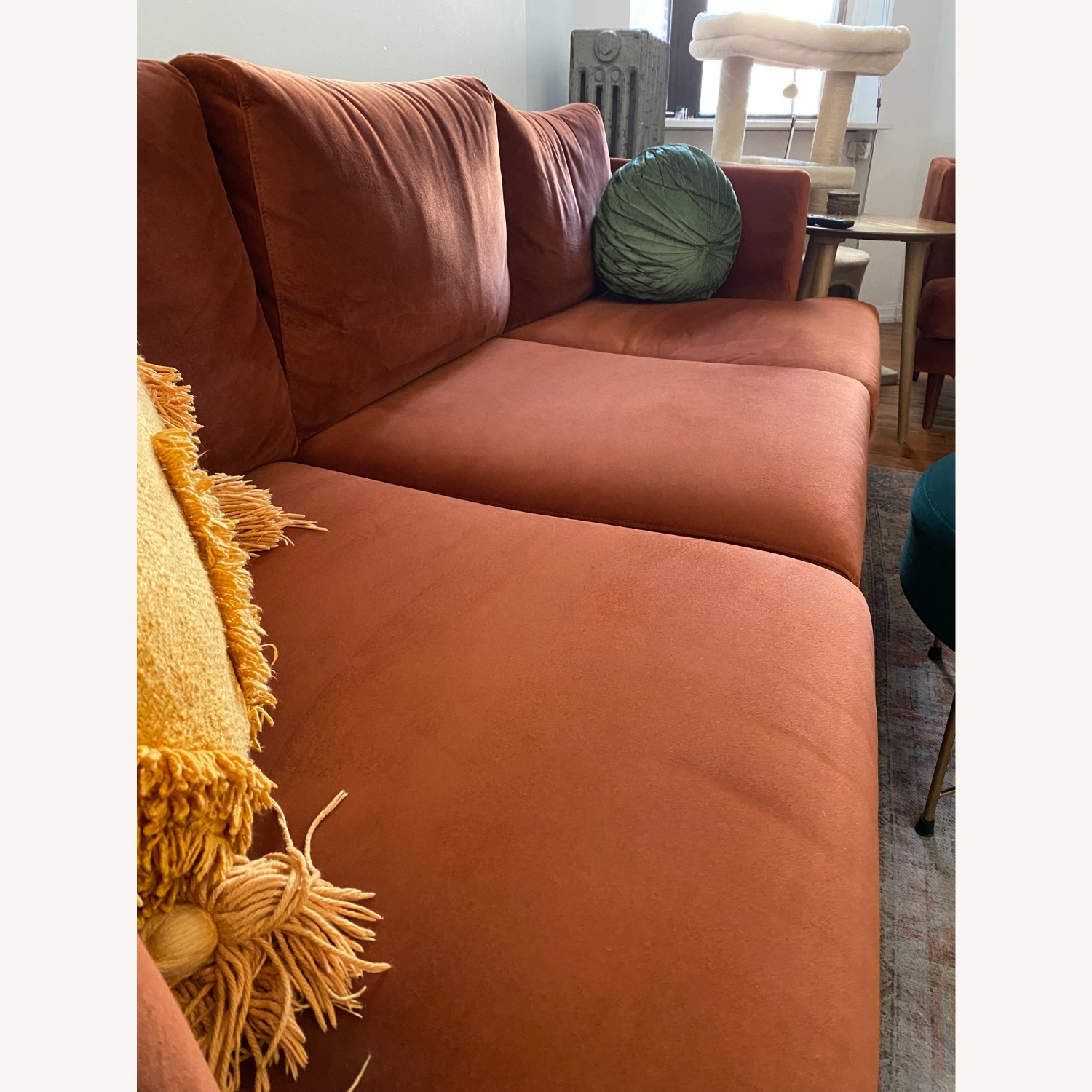 All Modern Norah 84" Velvet Recessed Arms Sofa - image-4