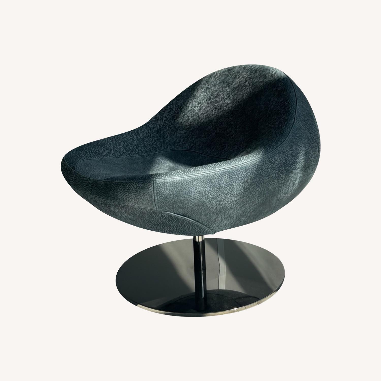 Blue Buffalo Leather Swivel Chair - image-0
