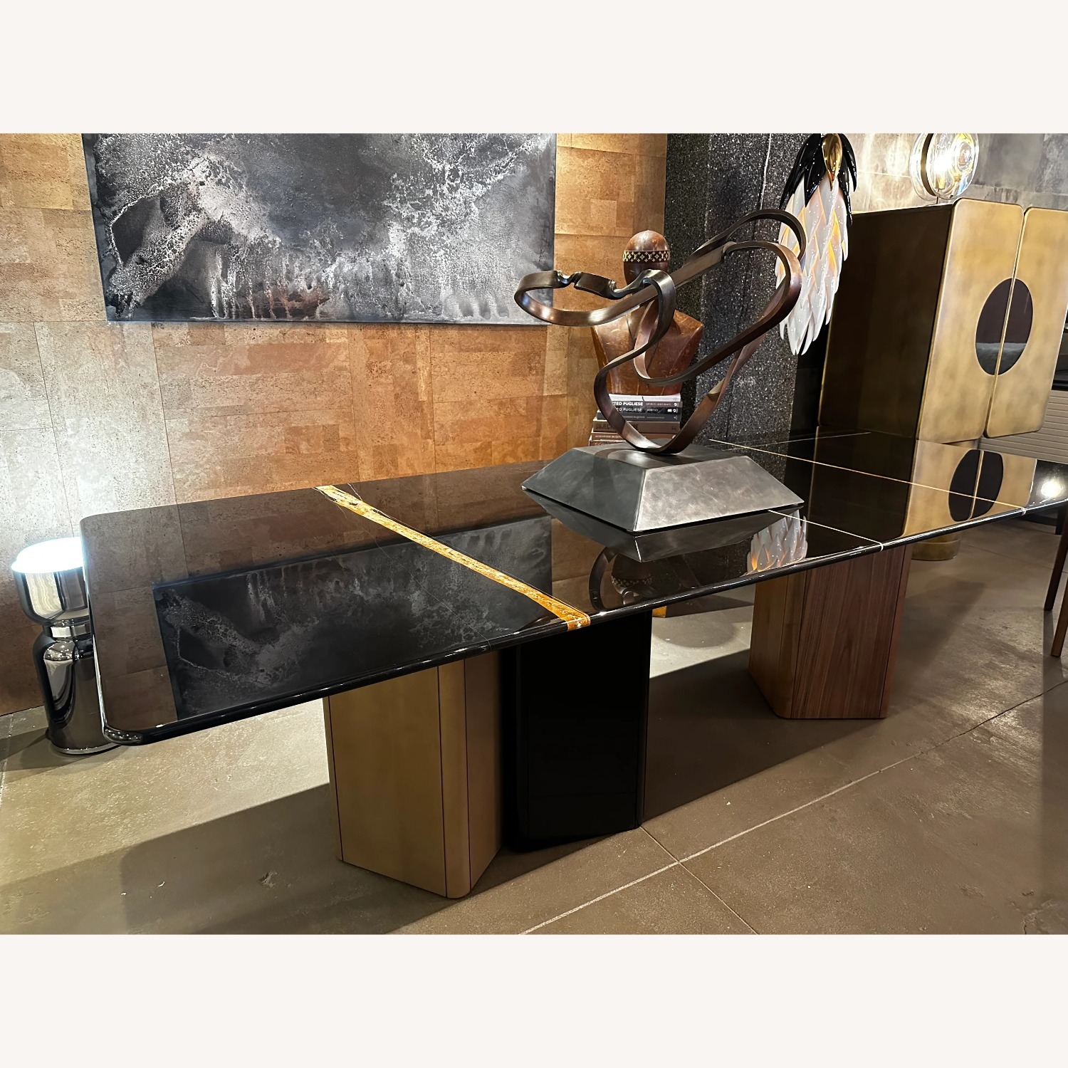 Italian Marble & Walnut Dining Table - image-4