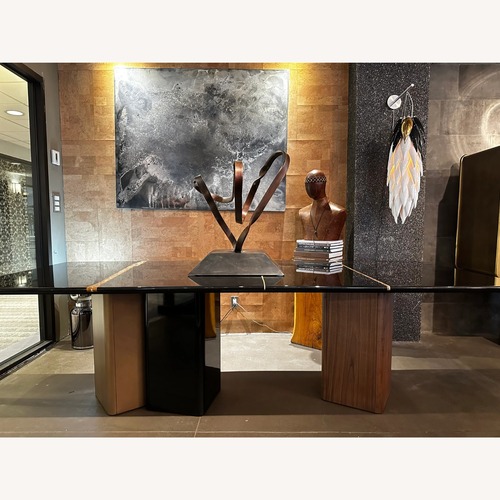 Used Italian Marble & Walnut Dining Table for sale on AptDeco