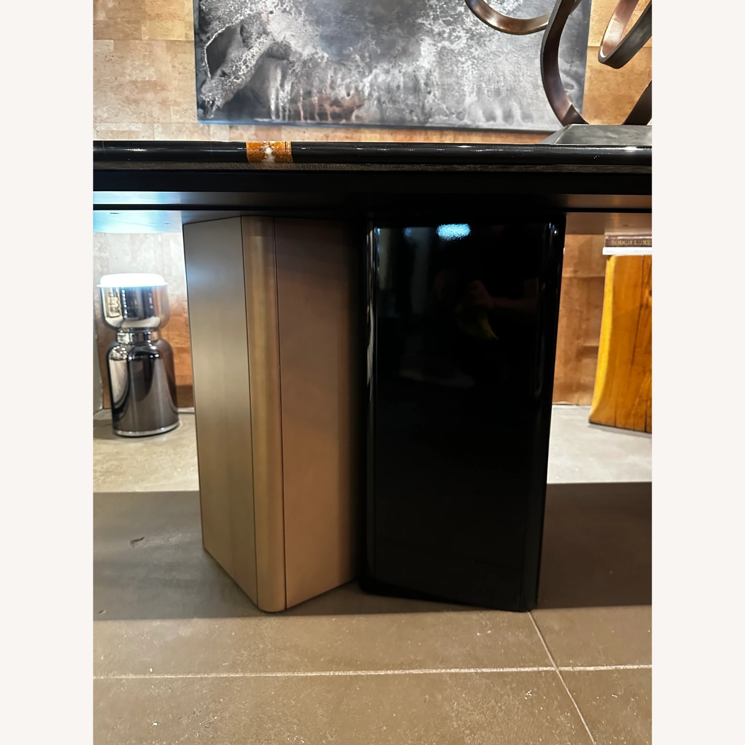 Italian Marble & Walnut Dining Table - image-6