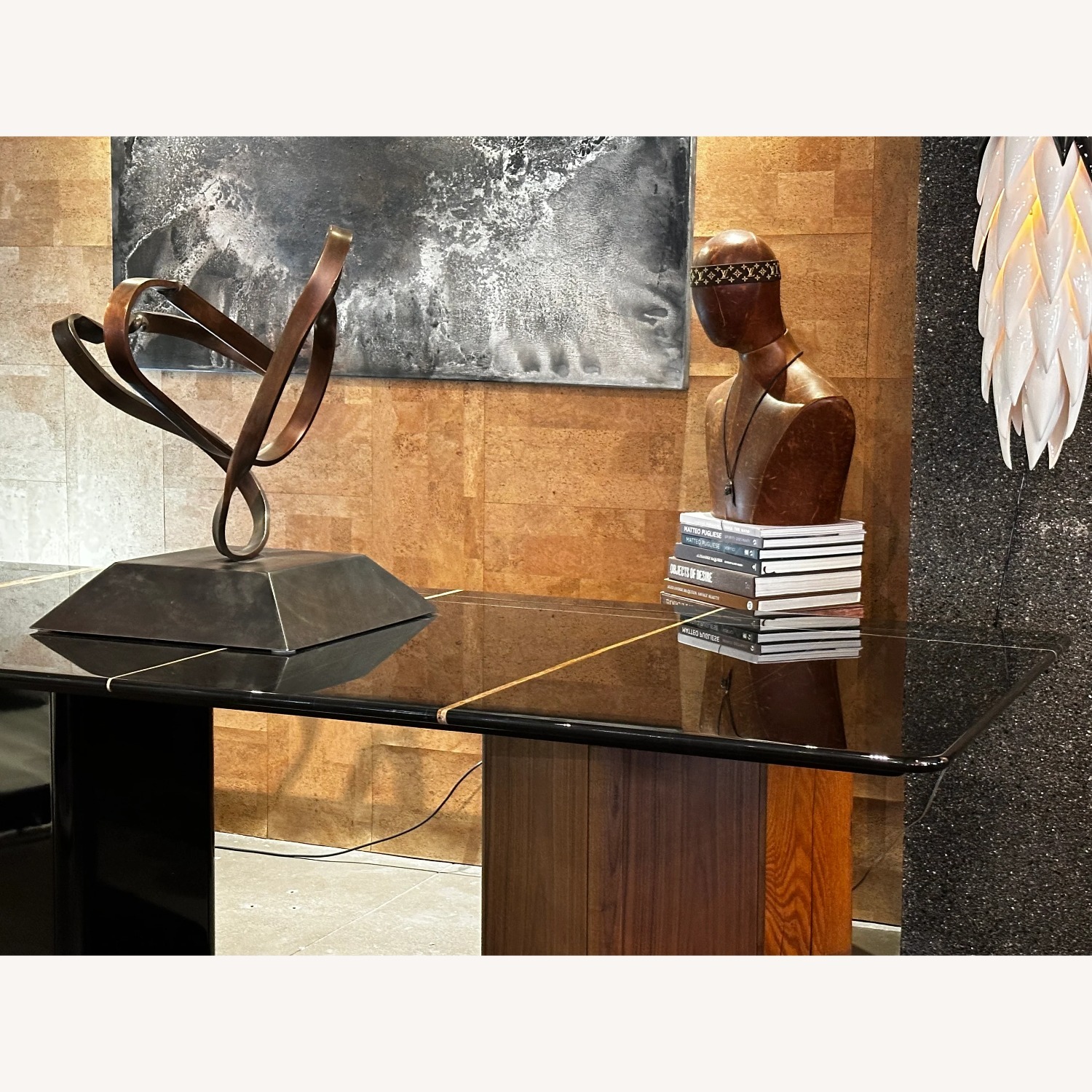 Italian Marble & Walnut Dining Table - image-3