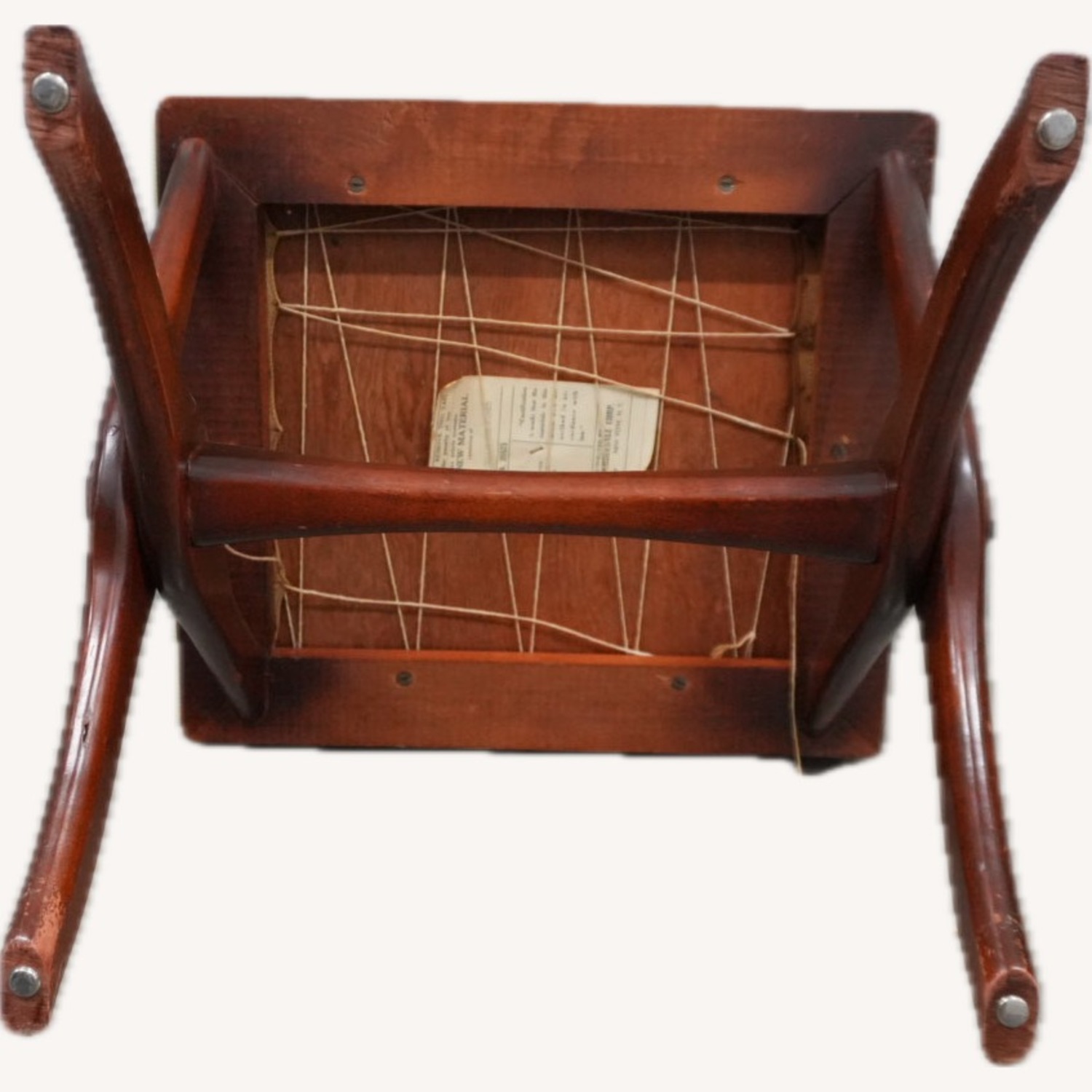 Vintage Needlepoint Floral Upholstery Footstool  - image-3