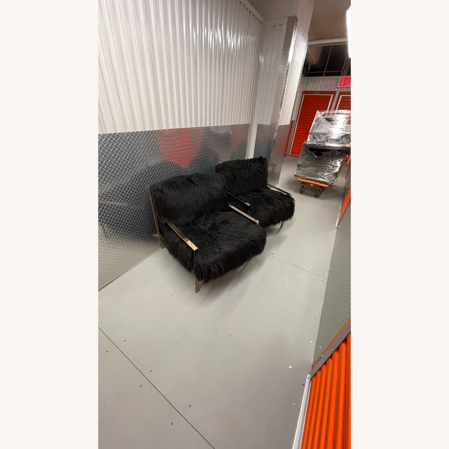 Jonathan Louis Faux Fur Black Chair Set of 2 - image-4